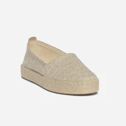 Espadrille Beige Pailleté Or En Toile -Boutique Caprice WWWERM 10388500071 1