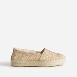 Espadrille Beige Textile Tressé Rayé