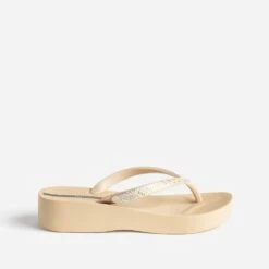 Tong Compensée IPANEMA Beige Détails Argent