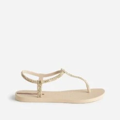 Sandale-tong IPANEMA Beige à Brides Pailletées Or